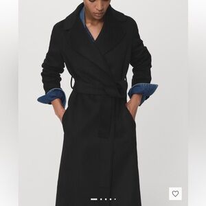 Mango Black Wrap Belted Wool-Blend Coat